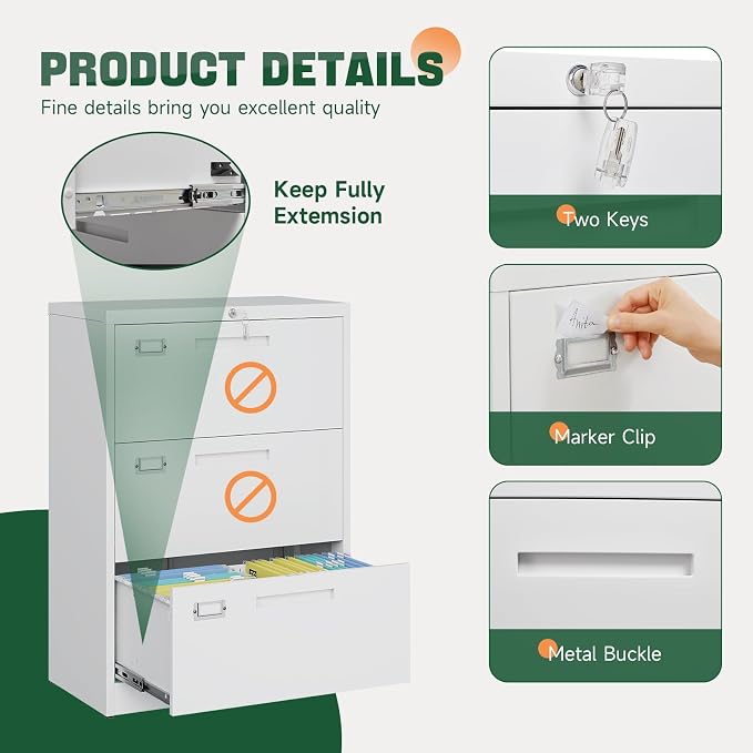 Letaya 3 Drawer File Cabinets - Image 6