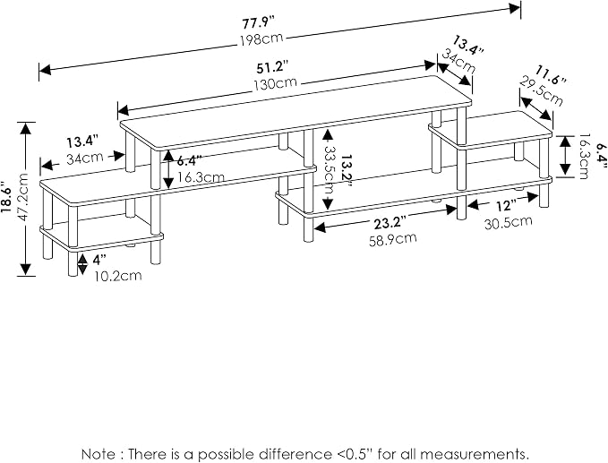 Furinno BESI TV Stand, No Tools Assembly Industrial Style Entertainment Center - Image 2