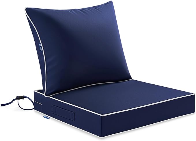 MIULEE Navy Outdoor Seat Cushion 22x24 Inch Waterproof & 3 Year Fade Resistant by MIULEE