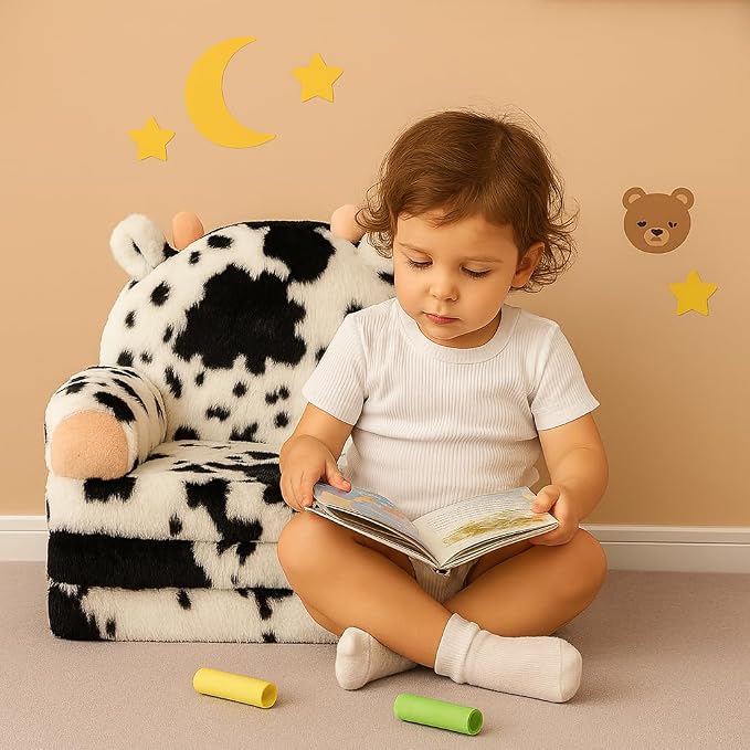 QIUODO Toddler Chair with Faux Rabbit Fur – 2-in-1 Foldable Kids Couch - Image 6