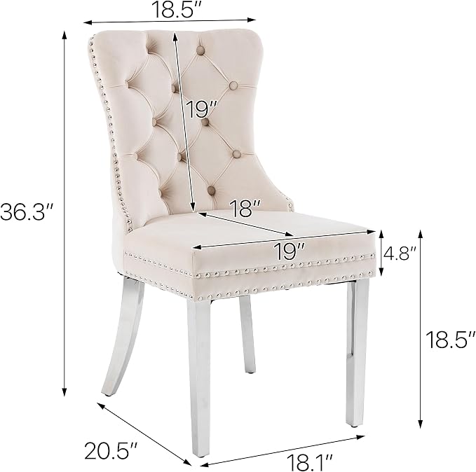 KCC Velvet Dining Chairs Set of 4, Upholstered High-end Tufted Dining Room Chair - Image 3