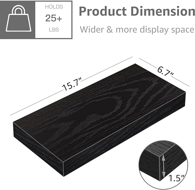 QEEIG Floating Shelf for Wall Bathroom Shelves Bedroom Kitchen Living Room - Image 3
