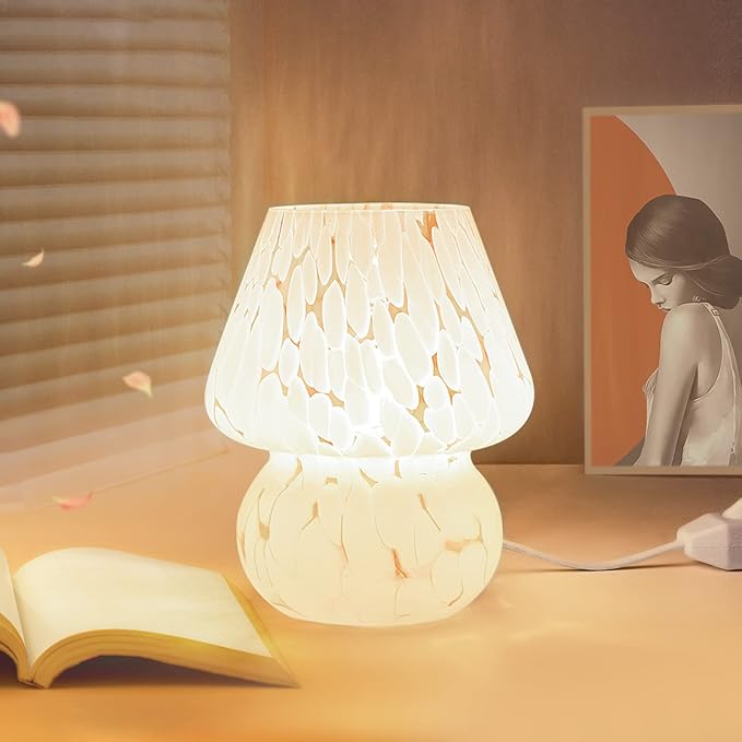 ONEWISH Cute Mushroom Lamp Small Bedside Table Lamp Set of 2 Stepless Dimmable - Image 2