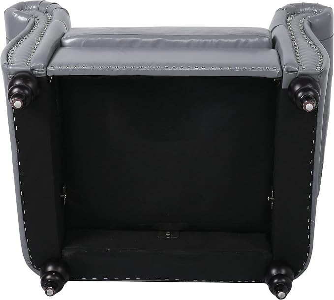 LEVNARY Leather Upholstered Armchair, Mid-Century Modern Single Sofa Chair - Image 7