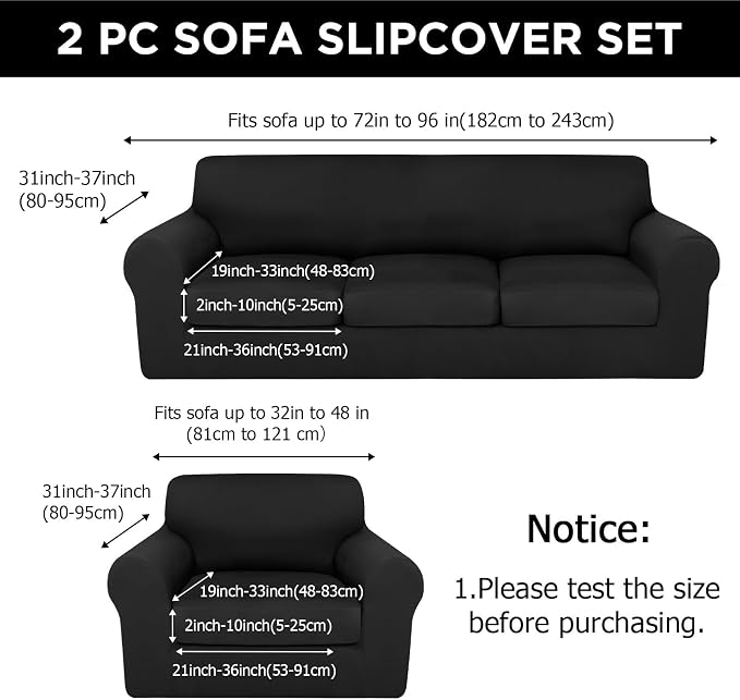 HunnmingRe Sofa Covers for 3 Cushion Couch Stretch Sofa and Loveseat Covers Set - Image 2