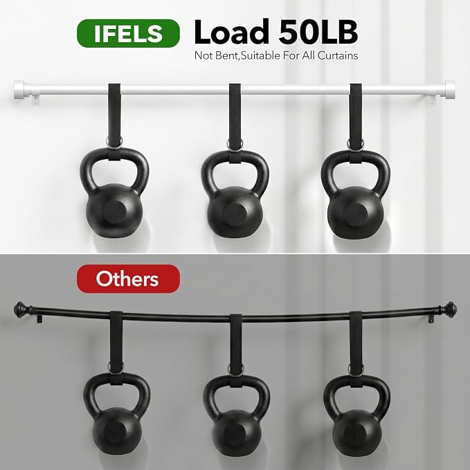 IFELS Heavy Duty Curtain Rods for Windows 48 to 84 Inch, 1 Inch Adjustable - Image 5