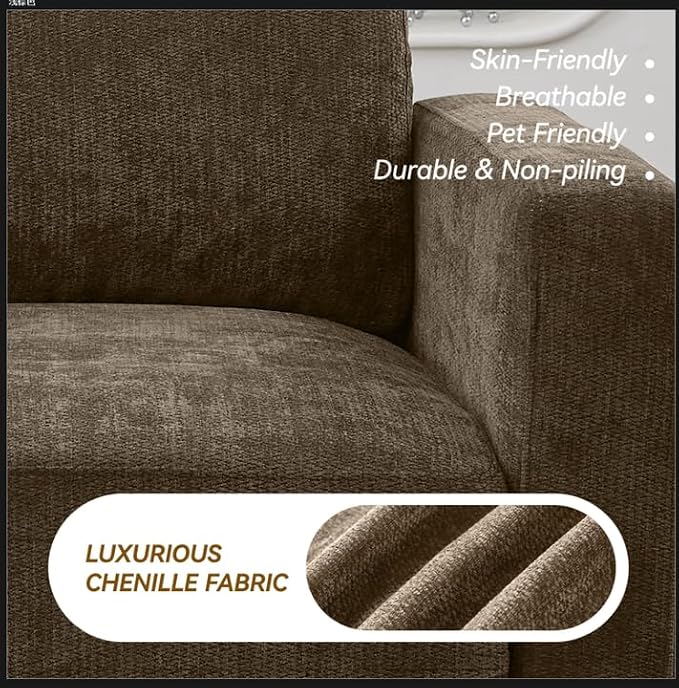 77.4" Chenille Modular Loveseat Oversized Upholstered 2 Seater Sectional Sofa - Image 8