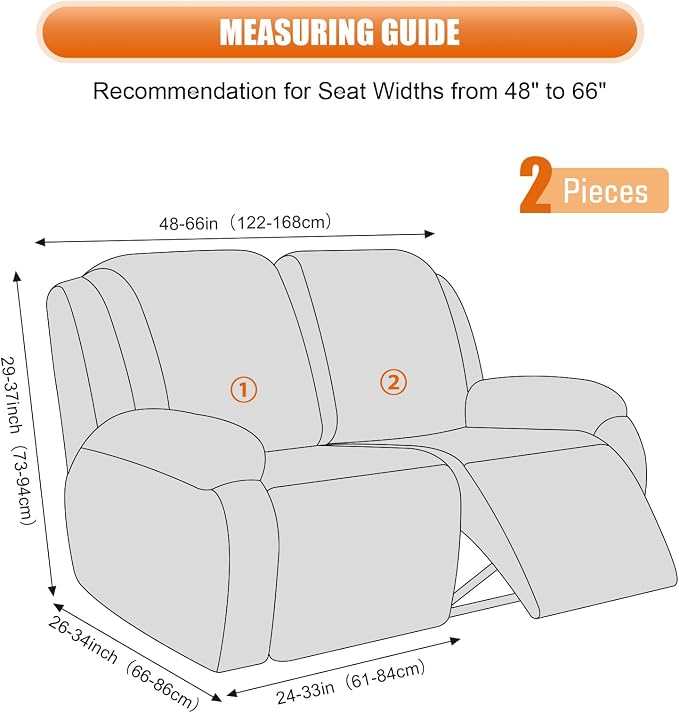 VANSOFY Recliner Cover, 2-Pieces Stretch Reclining Couch Cover - Image 2