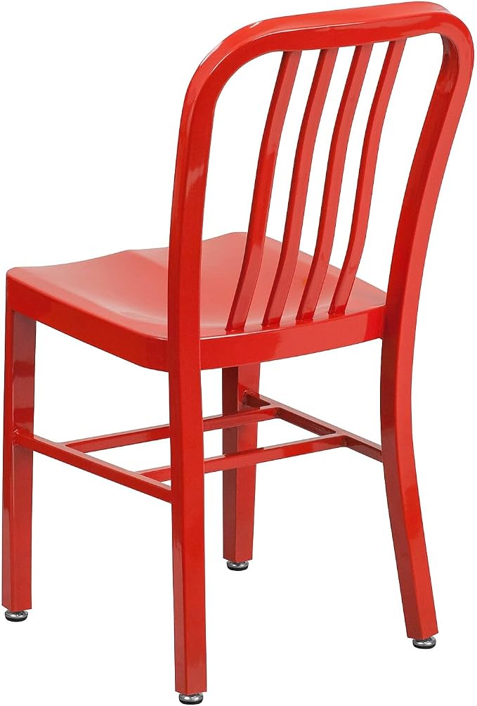 Flash Furniture Commercial Grade Red Metal Indoor-Outdoor Chair - Image 5