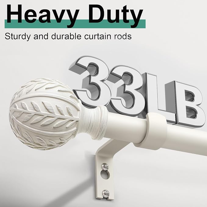 QDWIS 2 Pack Antique White Curtain Rods - Image 4