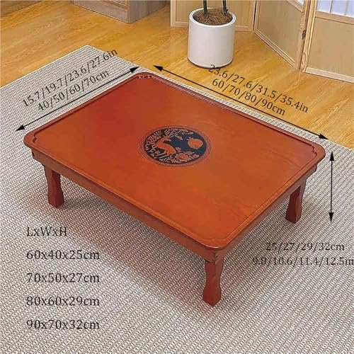 Korean Folding Table, Hand-Painted Low Wooden Dining/Tea Room Table, Versatile - Image 2