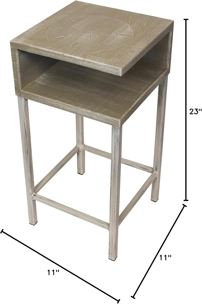 Furniture Barn USA Weathered Cottage and Sisal Shelf Drink Table - Image 2