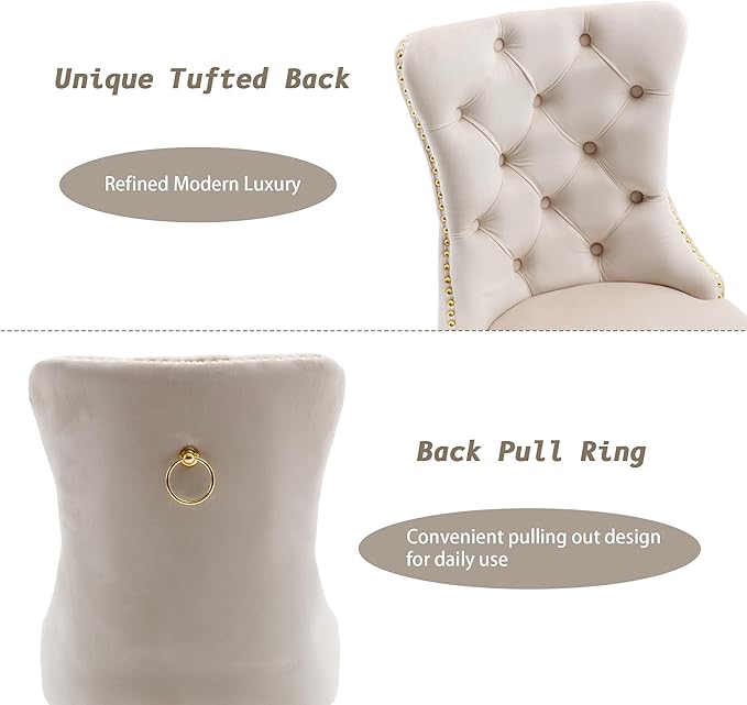 KCC Velvet Dining Chairs Set of 6, Upholstered High-end Tufted Dining Chair - Image 5