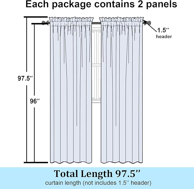 Simplebrand Lime Sheer Curtains 96 Inches Long, Light Filtering Rod Pocket - Image 8