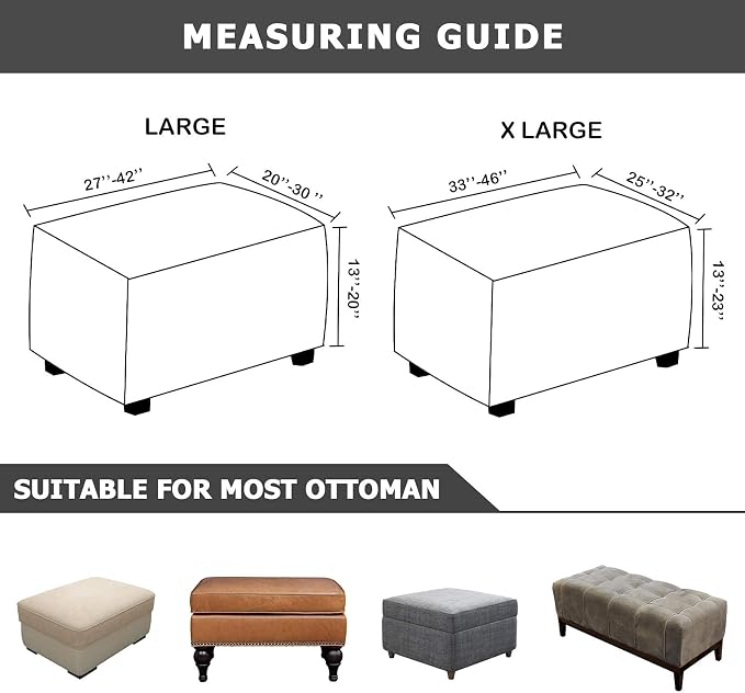 Ottoman Cover, Stretch Rectangle Velvet Ottoman Slipcovers of Foot Stool - Image 7