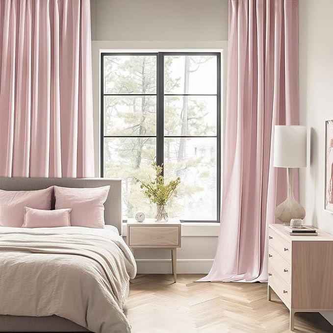 MIULEE Baby Pink Back Tab Blackout Curtains 96 Inch Long 2 Panels Set - Image 2