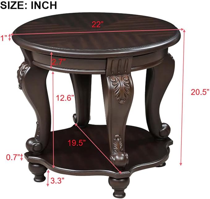 Round End Table for Living Room, Solid Wood Sofa Side Table - Image 3
