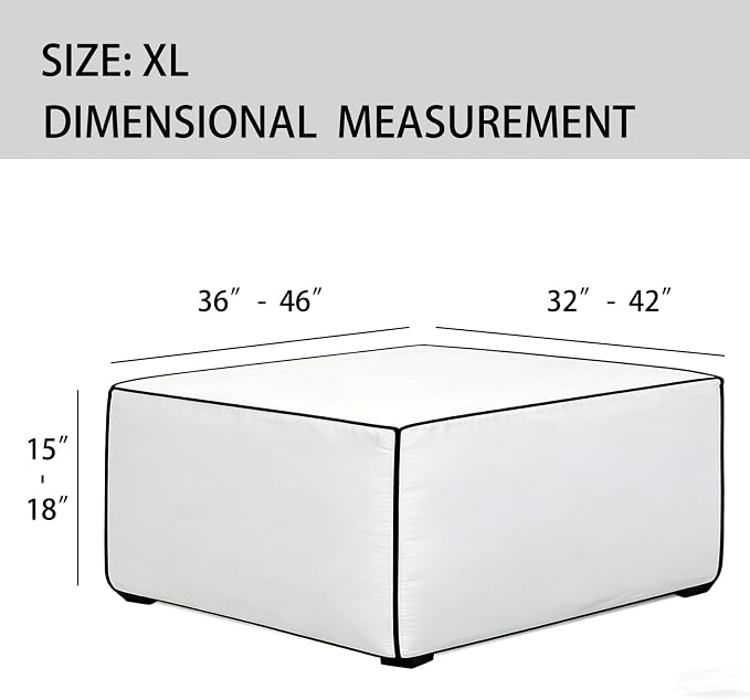 Super Stretch 40x40x15 inch Square Ottoman Cover- Soft Form Fit Ottoman Cover - Image 3