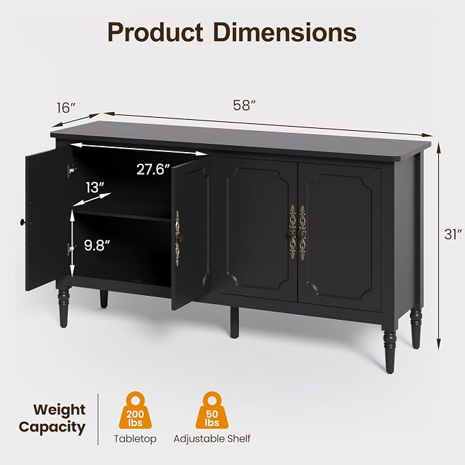 FansaFurn Console Table, Wood Buffet Sideboard, Media Credenza - Image 2