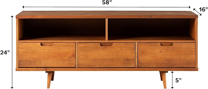 Walker Edison 3-Drawer Mid Century Modern Wood TV Stand - Image 3