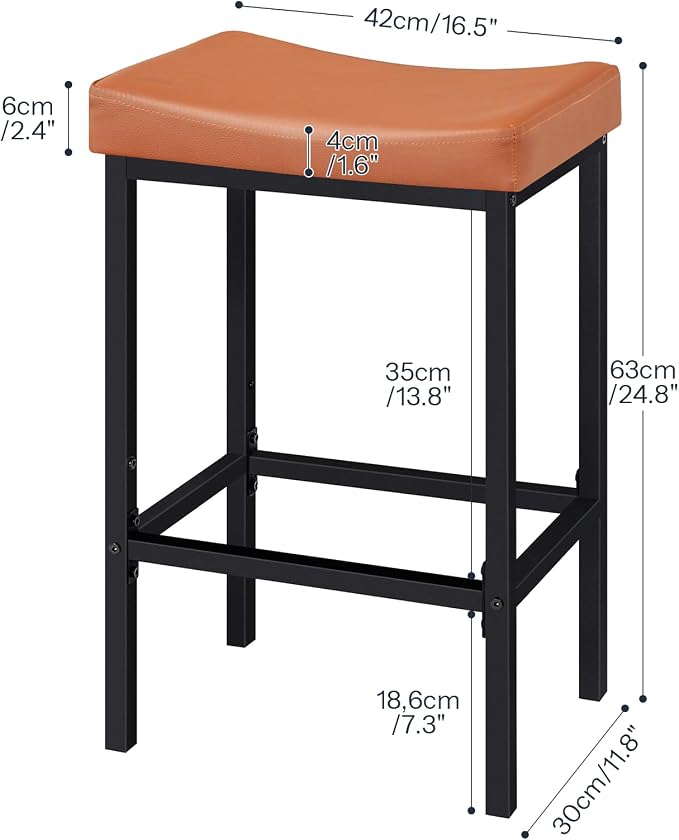 HOOBRO Bar Stools, Counter Height Stools, Saddle Barstools - Image 3