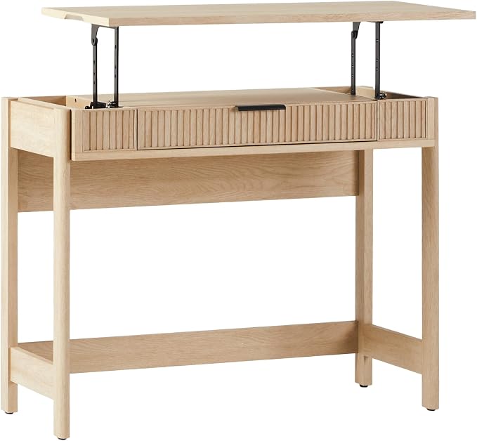 Walker Edison Transitional Style Furniture, Reeded Detail, Lift-Top Desk - Image 6