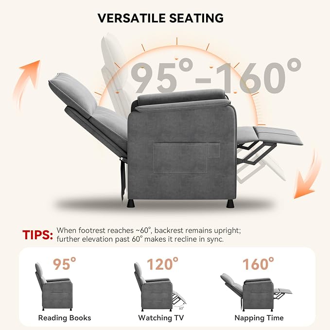 Recliner Chair，Electric Adjustable Chenille Recliner - Image 5