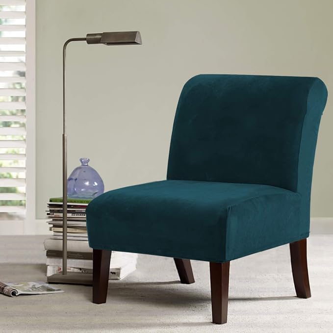 H.VERSAILTEX Armless Accent Chair Covers Thick Velvet Armless Chair Slipcovers - Image 2