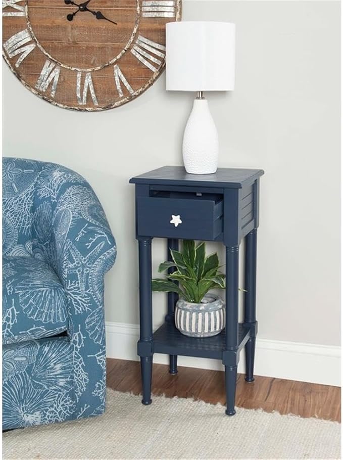 BOWERY HILL Modern Wood Accent Side Table, Starfish Knob, Coastal Style - Image 9