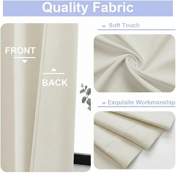 Simplebrand Ava Ivory Short 36 Inches Light Filtering Curtain 2 Panels Set - Image 3