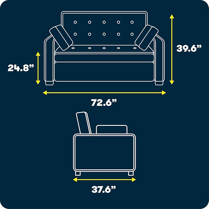 Serta Ainsley 72.6" Convertible Sleeper Sofa, Queen Size, Dreamcoil Comfort - Image 8