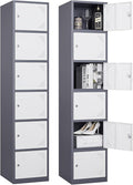 Metal Locker with 6 Doors, Lockable Locker Cabinet by Anxxsu