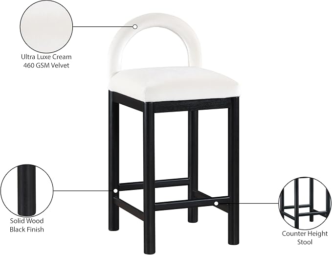 Meridian Furniture 11035Cream-C Conrad Collection Art Deco Counter Stool - Image 9