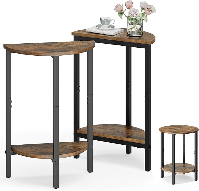 Vagusicc Side Table, Small Round End Table, 2 Tier Small Couch Side Tables by Vagusicc