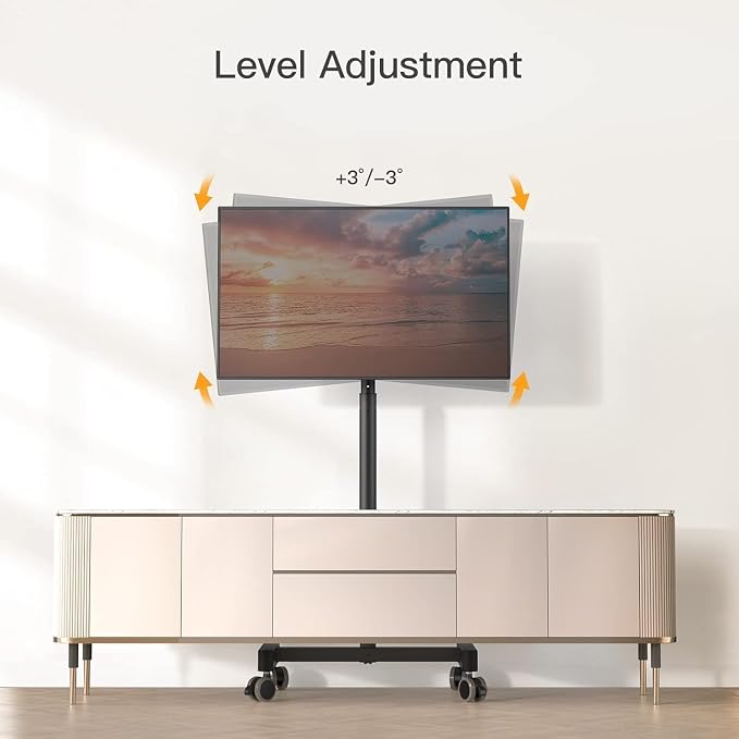 Perlegear Rolling TV Stand, Mobile TV Stand on Wheels - Image 5