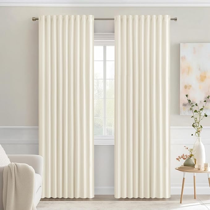 MIULEE Birch Back Tab Blackout Curtains 84 Inch Length 2 Panels Set by MIULEE