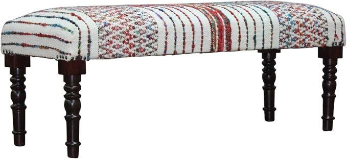 LR Home Multicolor Handmade Upholstered Bench - Image 8
