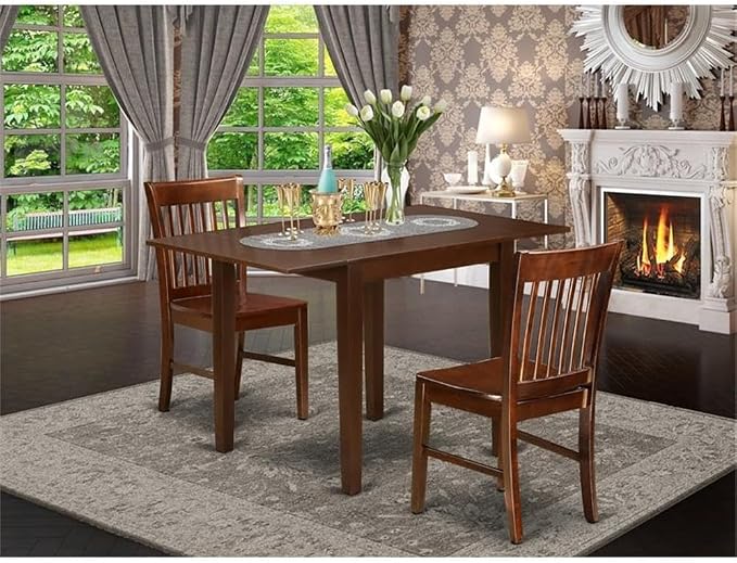 East West Furniture NDNO3-MAH-W 3 Piece Kitchen Table Set - Image 2