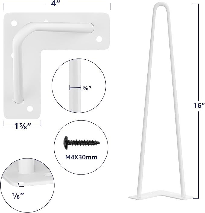 SMARTSTANDARD 16 Inch Heavy Duty Hairpin Furniture Legs, Metal Home DIY Projects - Image 2
