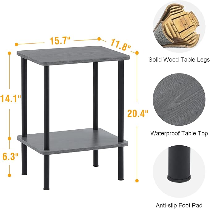 Apicizon 2 Tier End Table Set of 2, Boho Side Table - Image 3