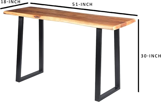 TUP THE URBAN PORT 195122 Industrial Wooden Live Edge Desk - Image 8