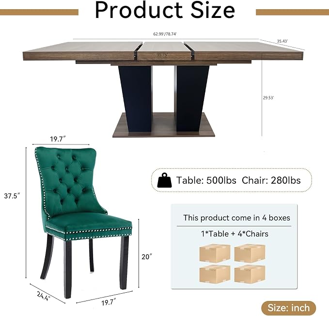 Henf 5 Pieces Extendable Dining Table Set - Image 7