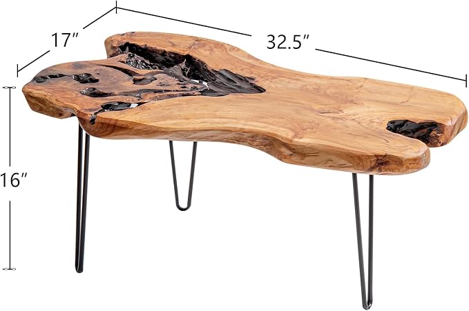 WELLAND Live Edge Cedar Wood Coffee Table - Image 2