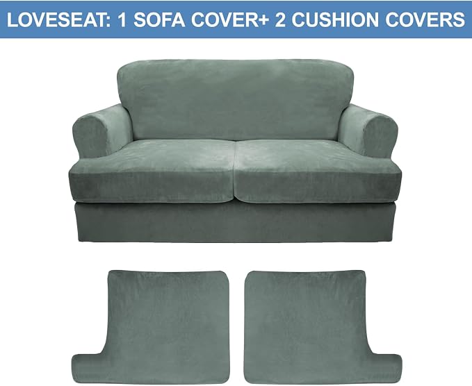 CUCRAF Cushion Sofa Cover 3 Piece Slipcovers, Soft Thick Velvet Couch Cover - Image 5