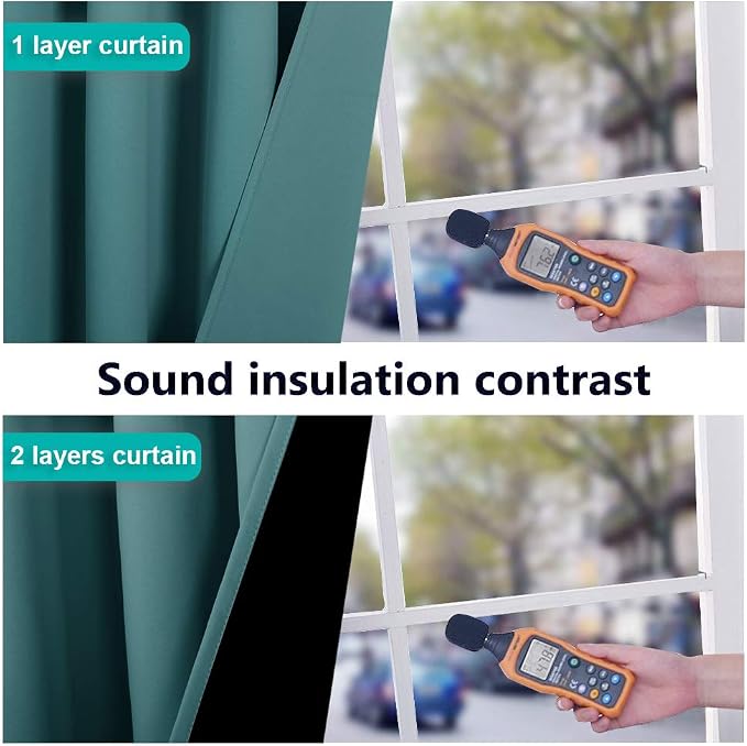 NICETOWN 100% Blackout Window Curtain Panels, Sea Teal, 2 Pieces, 42-inch Wide - Image 4