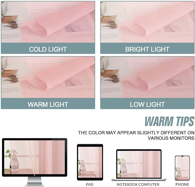 Blush Pink Small Sheer Curtains Tier 24 Inches Length 2 Pieces, Light Filtering - Image 7