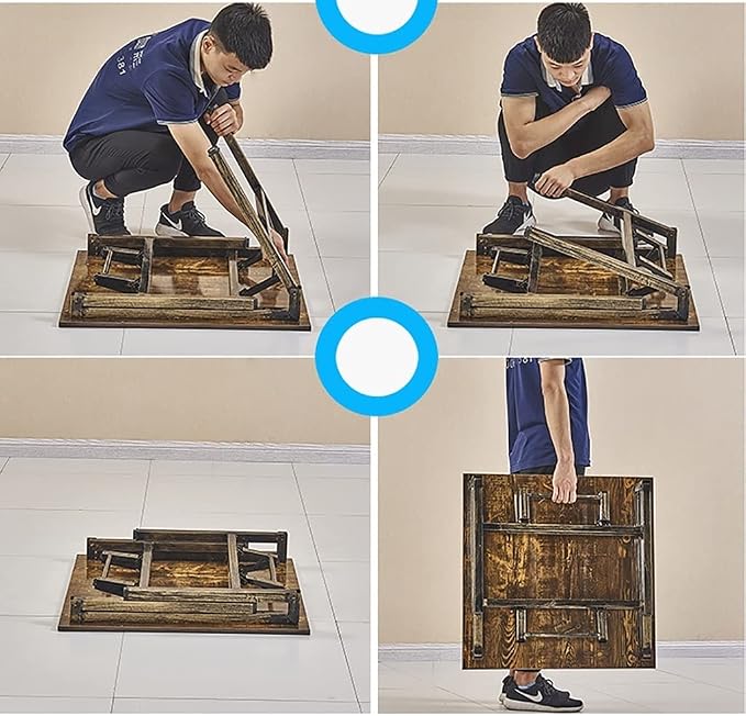 Japanese Floor Table, Folding Square Low Coffee Table - Image 4
