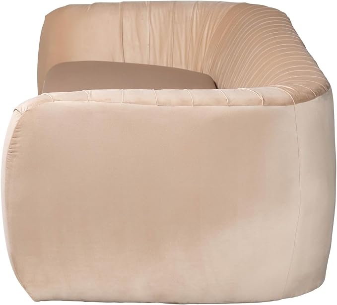 Adanna Glam Luxe Champagne Beige Velvet Fabric Sofa Elegant Modern Living Room - Image 6