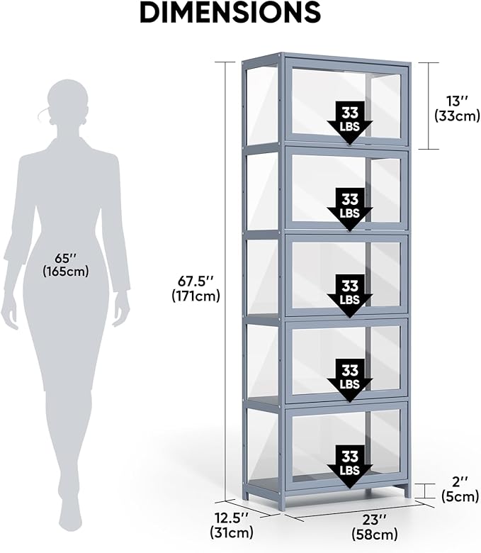 5-Tier Clear Display Cabinet - Image 2