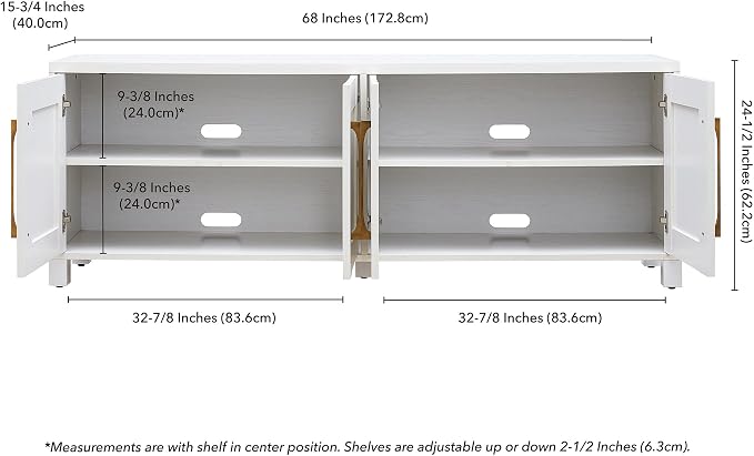 Henn&Hart Rectangular TV Stand for TV's up to 80" in White, TV Stands for the - Image 6